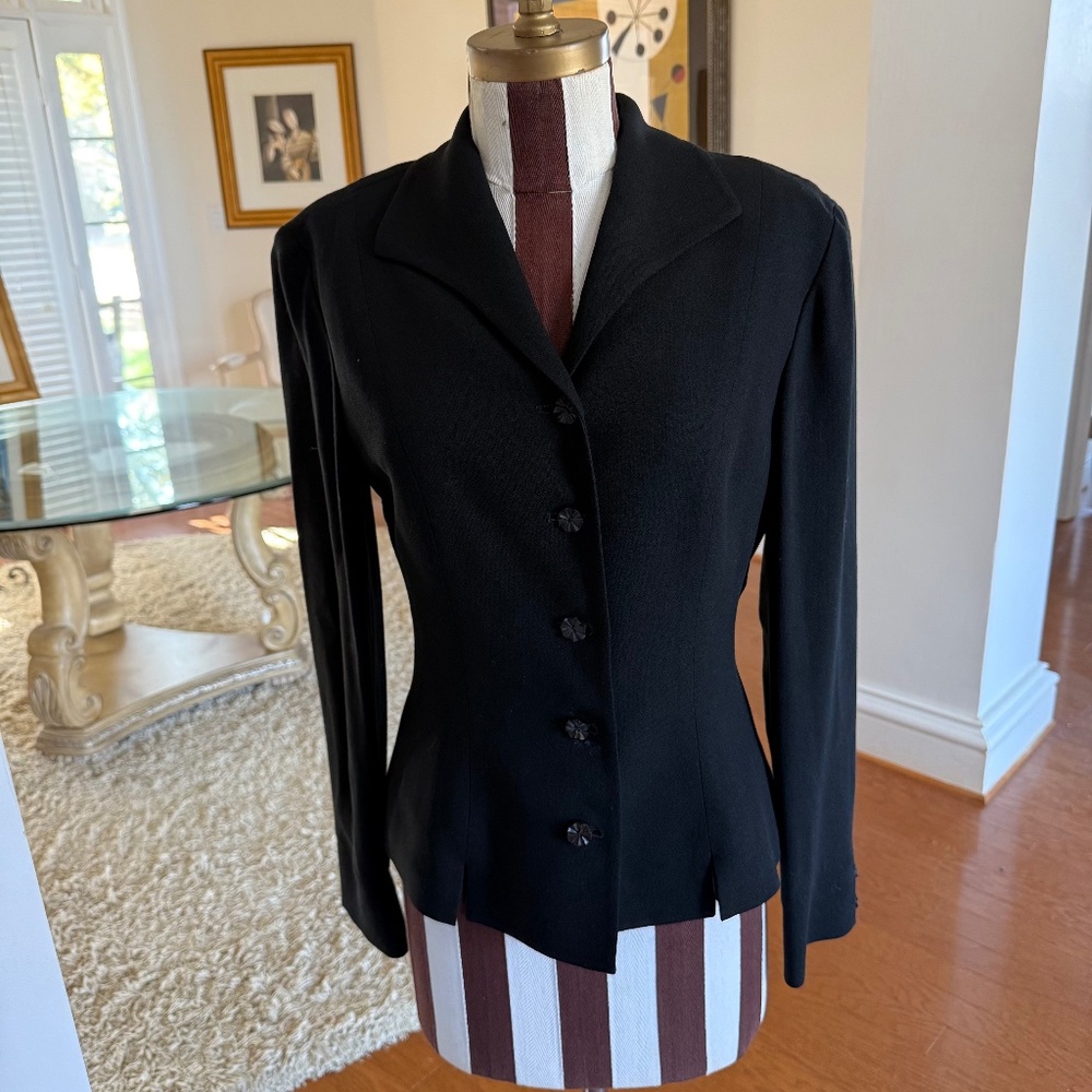 Dana Buchman Black Blazer Jacket Womens Suit Coat Career Decorative Buttons 8